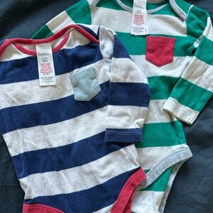 Baby Boden Striped Baby Bodysuits with Pockets